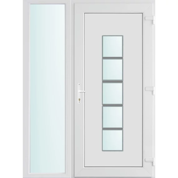 140x210 jobbos El Paso 1 üveges bejárati ajtó 2 rétegű üveggel és hőszigetelt panellel 5 kamrás fehér