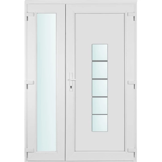 140x210 jobbos El Paso 1 üveges aszimmetrikusan nyíló bejárati ajtó 2 rétegű üveggel és hőszigetelt panellel 5 kamrás fehér