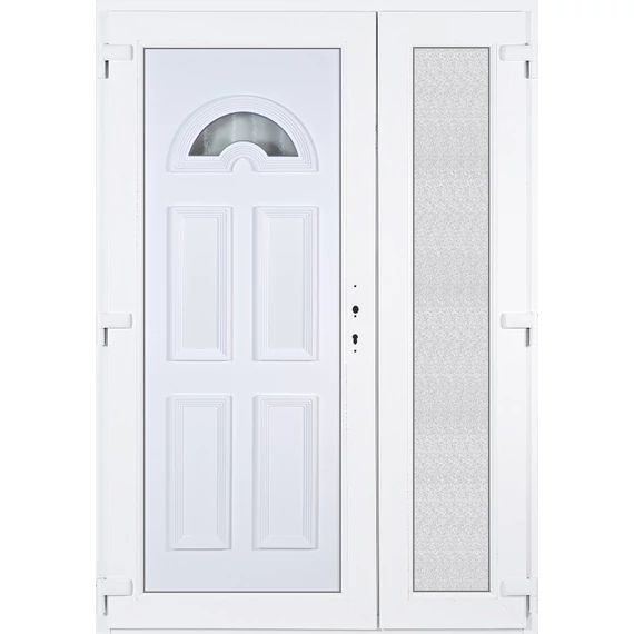 140x210 balos aszimmetrikusan nyíló Köln 1 üveges műanyag bejárati ajtó 5 kamrás fehér