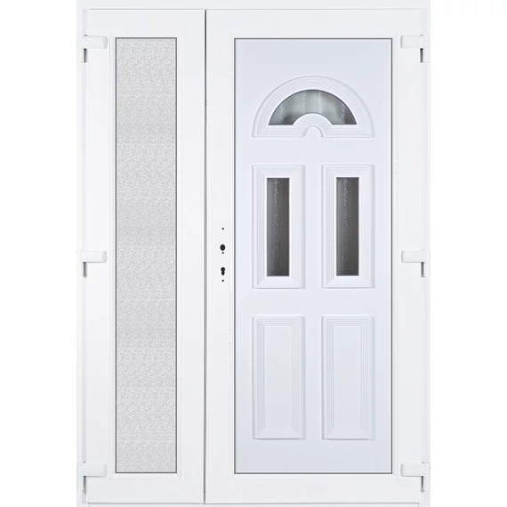 140x210 jobbos aszimmetrikusan nyíló Köln 3 üveges bejárati ajtó 3 rétegű üveggel extra vastag hőszigetelt panellel 5 kamrás fehér RP