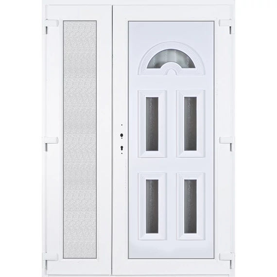 140x210 jobbos aszimmetrikusan nyíló Köln 5 üveges műanyag bejárati ajtó 5 kamrás fehér
