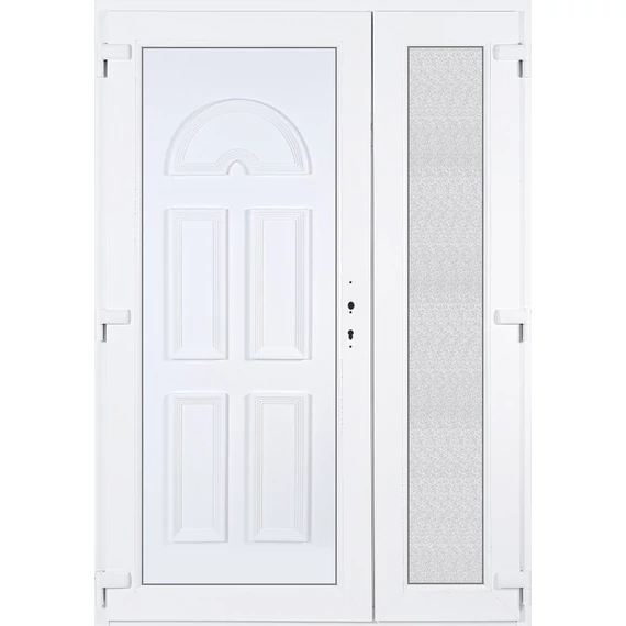 140x210 balos aszimmetrikusan nyíló Köln tömör bejárati ajtó extra vastag hőszigetelt panellal 5 kamrás fehér