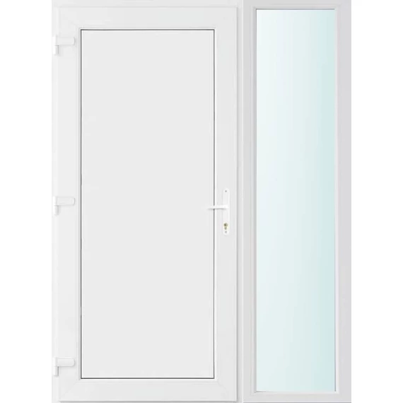 140x210 balos Los Angeles tömör bejárati ajtó 2 rétegű üveggel és hőszigetelt panellel 5 kamrás fehér