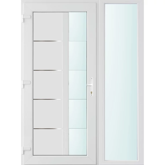 140x210 balos Memphis 1 üveges bejárati ajtó 3 rétegű üveggel és hőszigetelt panellel 5 kamrás fehér