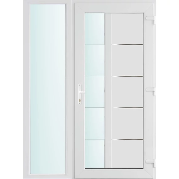 140x210 jobbos Memphis 1 üveges bejárati ajtó 2 rétegű üveggel és hőszigetelt panellel 5 kamrás fehér