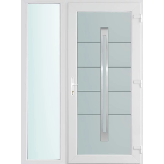 140x210 jobbos Phoenix 1 üveges bejárati ajtó 3 rétegű üveggel és hőszigetelt panellel 5 kamrás fehér