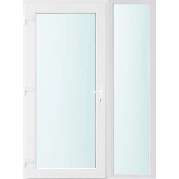 140x210 balos Seattle üveges bejárati ajtó 2 rétegű üveggel és hőszigetelt panellel 5 kamrás fehér