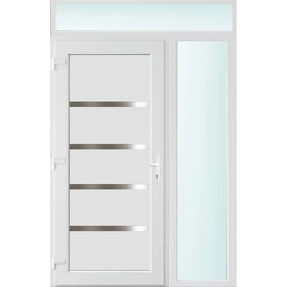 140x240 balos Boston tömör bejárati ajtó 2 rétegű üveggel és hőszigetelt panellel 5 kamrás fehér