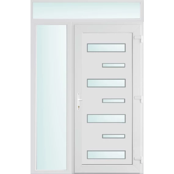 140x240 jobbos Charlotte 7 üveges bejárati ajtó 2 rétegű üveggel és hőszigetelt panellel 5 kamrás fehér