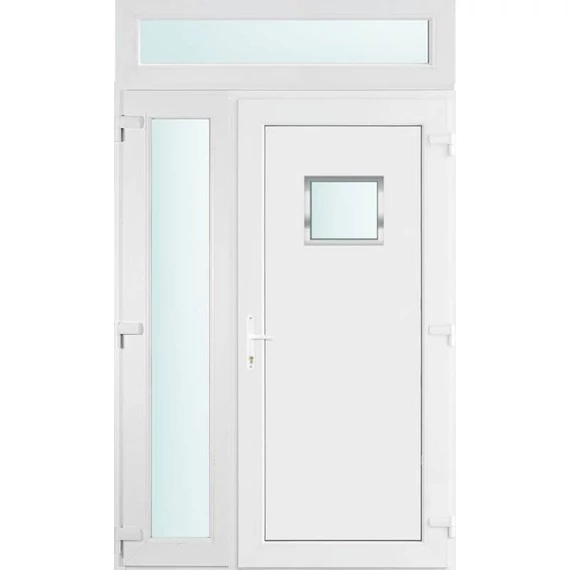 140x240 jobbos Chicago 1 üveges bejárati ajtó 2 rétegű üveggel és hőszigetelt panellel 5 kamrás fehér