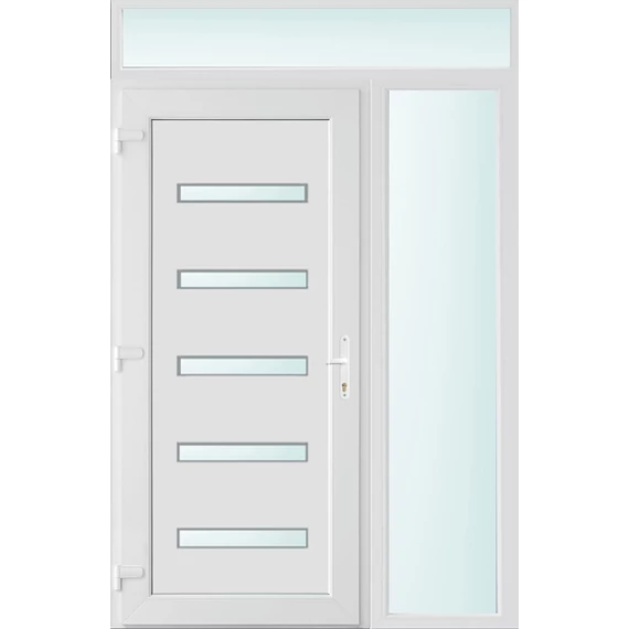 140x240 balos Detroit 5 üveges bejárati ajtó 3 rétegű üveggel és hőszigetelt panellel 5 kamrás fehér