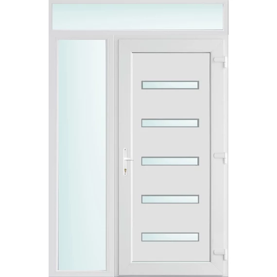 140x240 jobbos Detroit 5 üveges bejárati ajtó 3 rétegű üveggel és hőszigetelt panellel 5 kamrás fehér