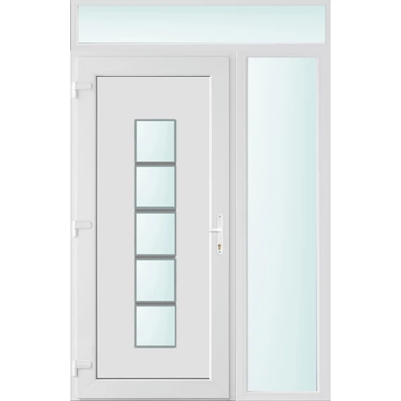 140x240 balos El Paso 1 üveges bejárati ajtó 3 rétegű üveggel és hőszigetelt panellel 5 kamrás fehér