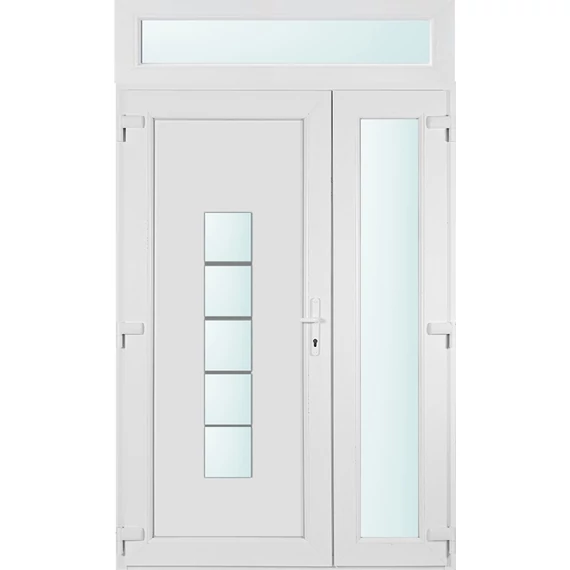 140x240 balos El Paso 1 üveges aszimmetrikusan nyíló bejárati ajtó 2 rétegű üveggel és hőszigetelt panellel 5 kamrás fehér