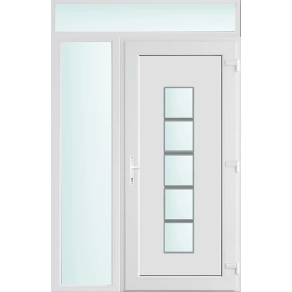 140x240 jobbos El Paso 1 üveges bejárati ajtó 3 rétegű üveggel és hőszigetelt panellel 5 kamrás fehér