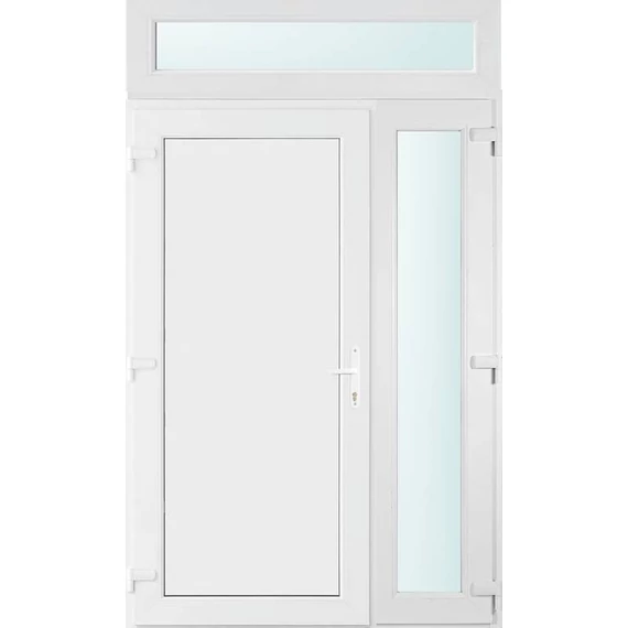 140x240 balos Los Angeles tömör bejárati ajtó 2 rétegű üveggel és hőszigetelt panellel 5 kamrás fehér