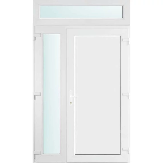 140x240 jobbos Los Angeles tömör bejárati ajtó 2 rétegű üveggel és hőszigetelt panellel 5 kamrás fehér