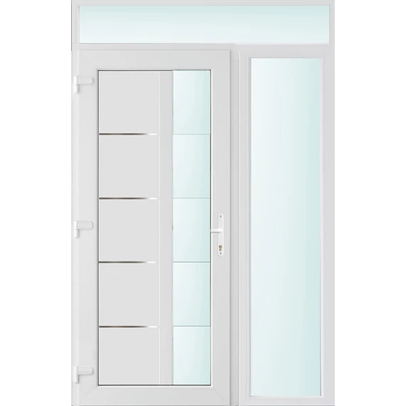 140x240 balos Memphis 1 üveges bejárati ajtó 3 rétegű üveggel és hőszigetelt panellel 5 kamrás fehér