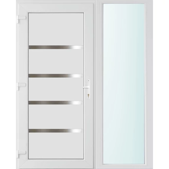 150x210 balos Boston tömör bejárati ajtó 3 rétegű üveggel és hőszigetelt panellel 5 kamrás fehér