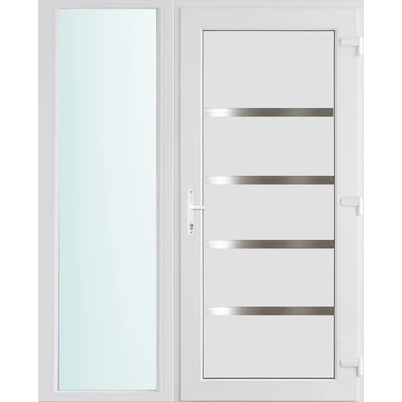 150x210 jobbos Boston tömör bejárati ajtó 3 rétegű üveggel és hőszigetelt panellel 5 kamrás fehér