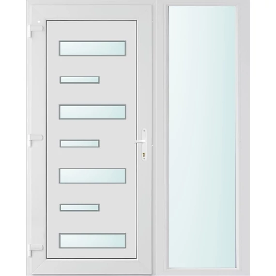 150x210 balos Charlotte 7 üveges bejárati ajtó 2 rétegű üveggel és hőszigetelt panellel 5 kamrás fehér