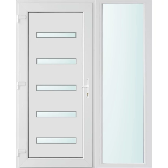 150x210 balos Detroit 5 üveges bejárati ajtó 3 rétegű üveggel és hőszigetelt panellel 5 kamrás fehér