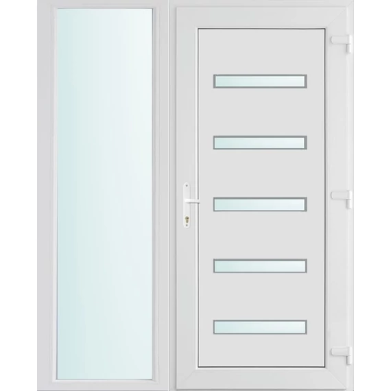 150x210 jobbos Detroit 5 üveges bejárati ajtó 2 rétegű üveggel és hőszigetelt panellel 5 kamrás fehér