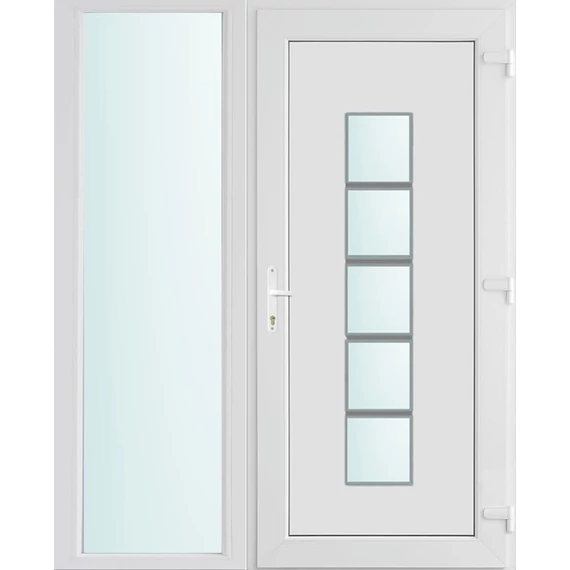 150x210 jobbos El Paso 1 üveges bejárati ajtó 3 rétegű üveggel és hőszigetelt panellel 5 kamrás fehér