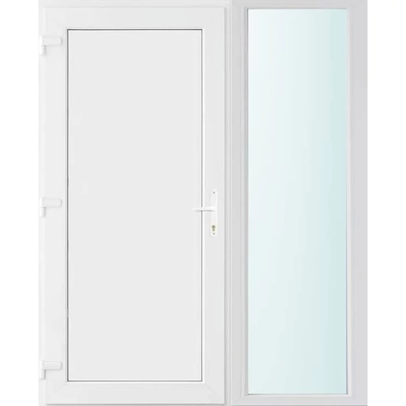 150x210 balos Los Angeles tömör bejárati ajtó 2 rétegű üveggel és hőszigetelt panellel 5 kamrás fehér