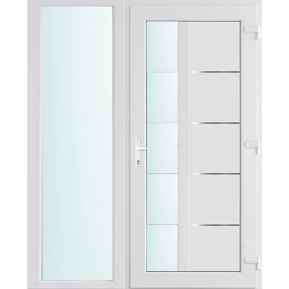 150x210 jobbos Memphis 1 üveges bejárati ajtó 2 rétegű üveggel és hőszigetelt panellel 5 kamrás fehér