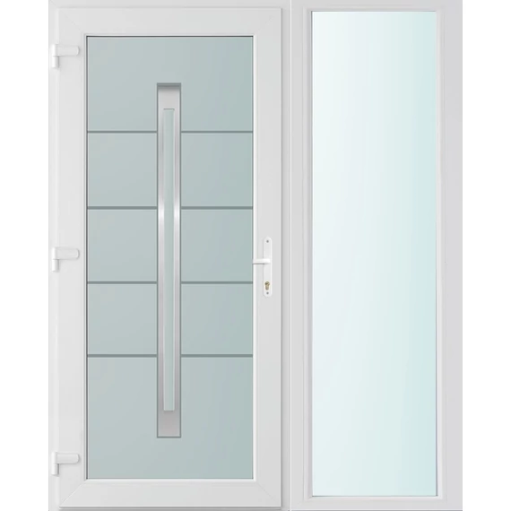 150x210 balos Phoenix 1 üveges bejárati ajtó 3 rétegű üveggel és hőszigetelt panellel 5 kamrás fehér