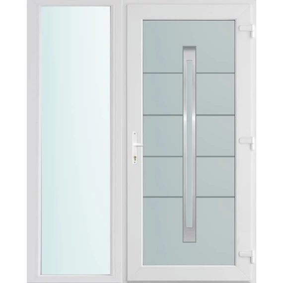 150x210 jobbos Phoenix 1 üveges bejárati ajtó 3 rétegű üveggel és hőszigetelt panellel 5 kamrás fehér