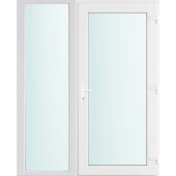 150x210 jobbos Seattle üveges bejárati ajtó 2 rétegű üveggel és hőszigetelt panellel 5 kamrás fehér