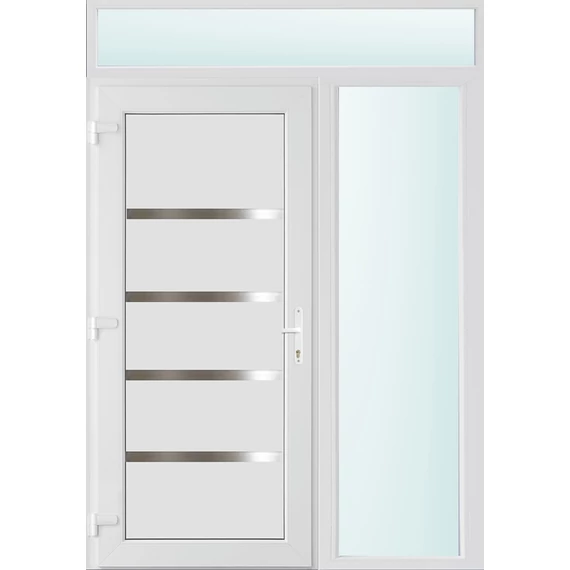 150x240 balos Boston tömör bejárati ajtó 3 rétegű üveggel és hőszigetelt panellel 5 kamrás fehér