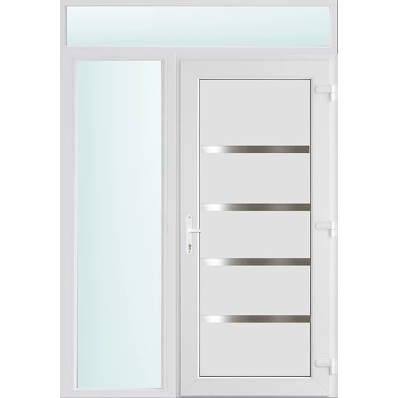 150x240 jobbos Boston tömör bejárati ajtó 2 rétegű üveggel és hőszigetelt panellel 5 kamrás fehér