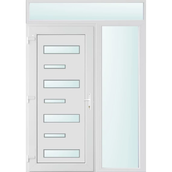 150x240 balos Charlotte 7 üveges bejárati ajtó 2 rétegű üveggel és hőszigetelt panellel 5 kamrás fehér