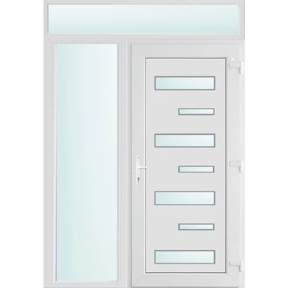 150x240 jobbos Charlotte 7 üveges bejárati ajtó 2 rétegű üveggel és hőszigetelt panellel 5 kamrás fehér