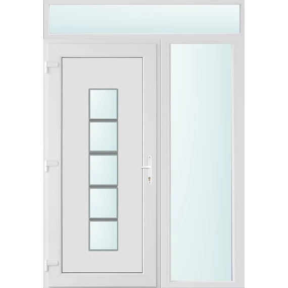 150x240 balos El Paso 1 üveges bejárati ajtó 2 rétegű üveggel és hőszigetelt panellel 5 kamrás fehér