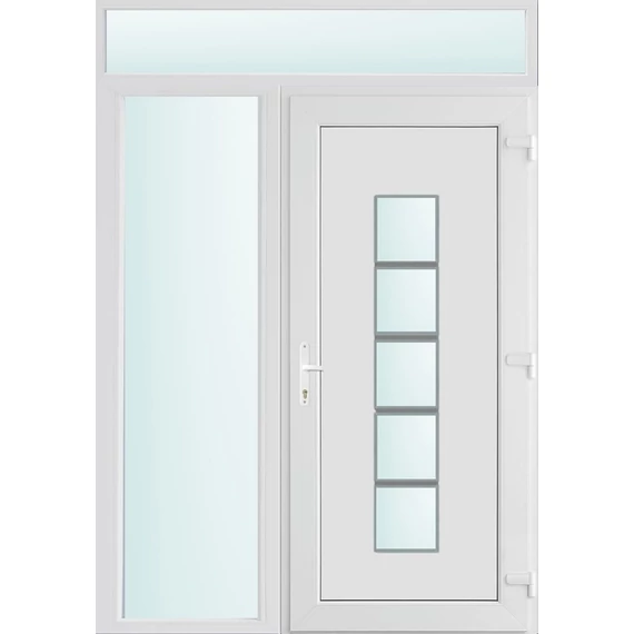 150x240 jobbos El Paso 1 üveges bejárati ajtó 3 rétegű üveggel és hőszigetelt panellel 5 kamrás fehér