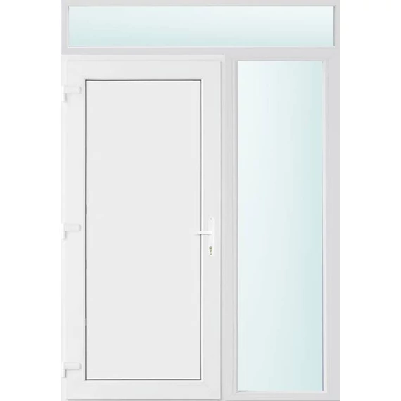 150x240 balos Los Angeles tömör bejárati ajtó 2 rétegű üveggel és hőszigetelt panellel 5 kamrás fehér