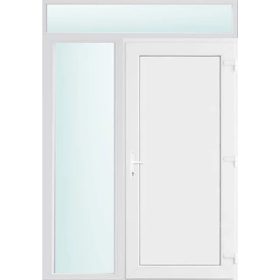 150x240 jobbos Los Angeles tömör bejárati ajtó 2 rétegű üveggel és hőszigetelt panellel 5 kamrás fehér