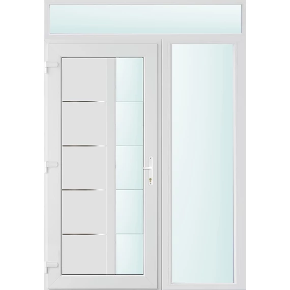 150x240 balos Memphis 1 üveges bejárati ajtó 2 rétegű üveggel és hőszigetelt panellel 5 kamrás fehér