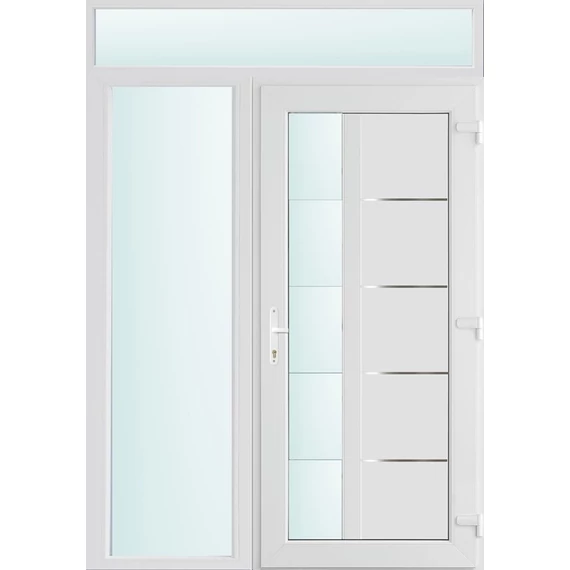 150x240 jobbos Memphis 1 üveges bejárati ajtó 3 rétegű üveggel és hőszigetelt panellel 5 kamrás fehér