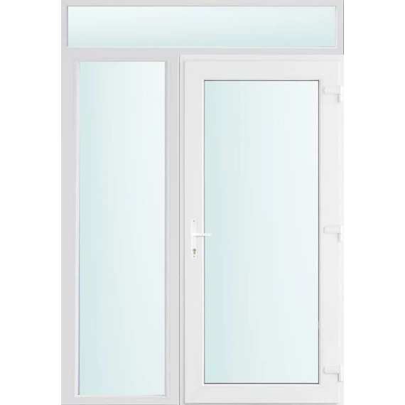 150x240 jobbos Seattle üveges bejárati ajtó 3 rétegű üveggel és hőszigetelt panellel 5 kamrás fehér