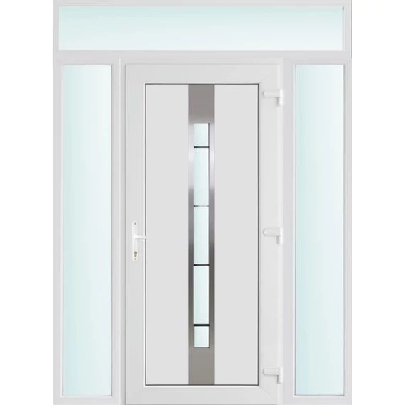 160x240 jobbos Philadelphia 1 üveges bejárati ajtó 3 rétegű üveggel és hőszigetelt panellel 5 kamrás fehér