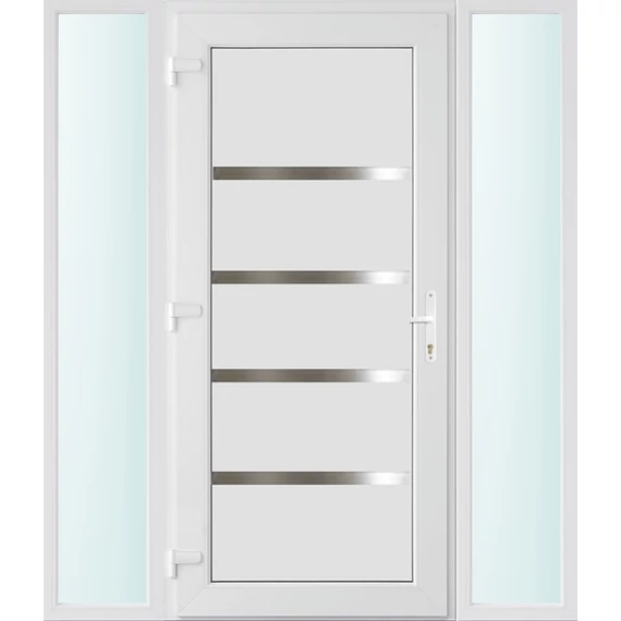 160x210 balos Boston tömör bejárati ajtó 3 rétegű üveggel és hőszigetelt panellel 5 kamrás fehér