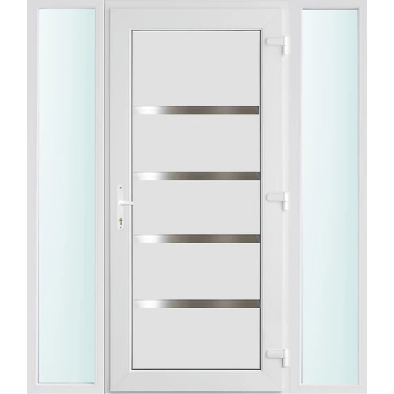 160x210 jobbos Boston tömör bejárati ajtó 3 rétegű üveggel és hőszigetelt panellel 5 kamrás fehér