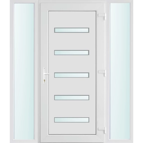 160x210 jobbos Detroit 5 üveges bejárati ajtó 3 rétegű üveggel és hőszigetelt panellel 5 kamrás fehér