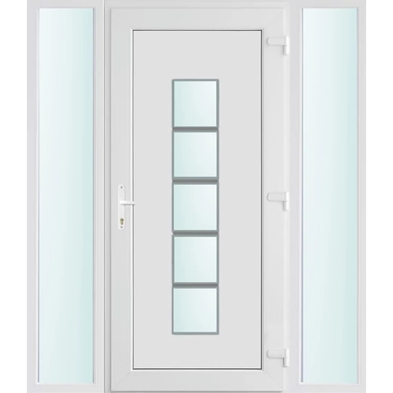 160x210 jobbos El Paso 1 üveges bejárati ajtó 2 rétegű üveggel és hőszigetelt panellel 5 kamrás fehér