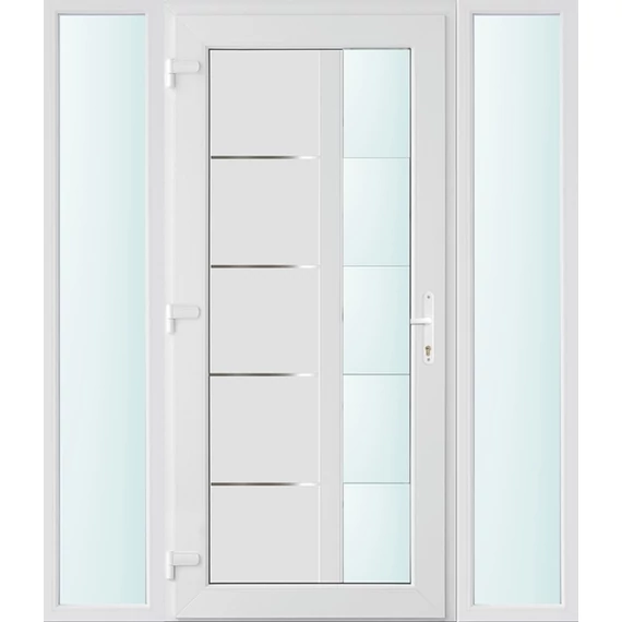 160x210 balos Memphis 1 üveges bejárati ajtó 2 rétegű üveggel és hőszigetelt panellel 5 kamrás fehér